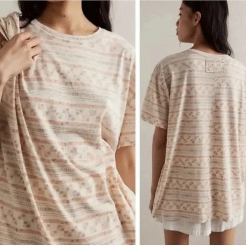 NWT Free People We The Free Nina Printed Short Sleeve Tee Shirt Size S